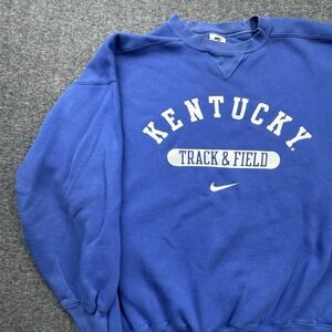 Nike Center Swoosh Kentucky Wildcats Track‎ Blue Sweatshirt Mens XL Crewneck Vtg
